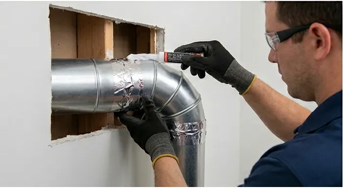 New dryer vent system installation by technician