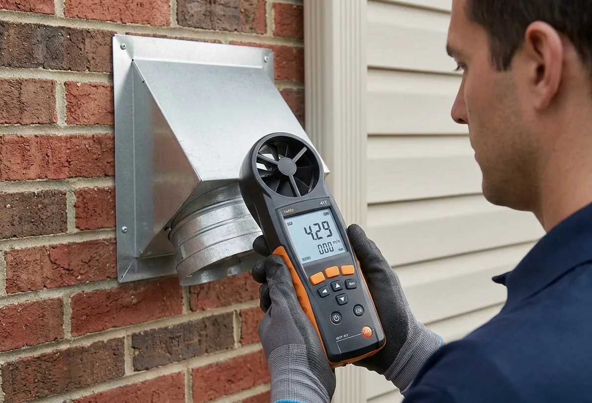 testing airflow in dryer vent system for better efficiency
