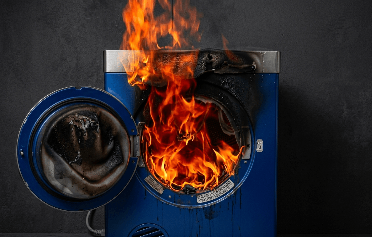 Cleaning lint buildup to prevent dryer fires