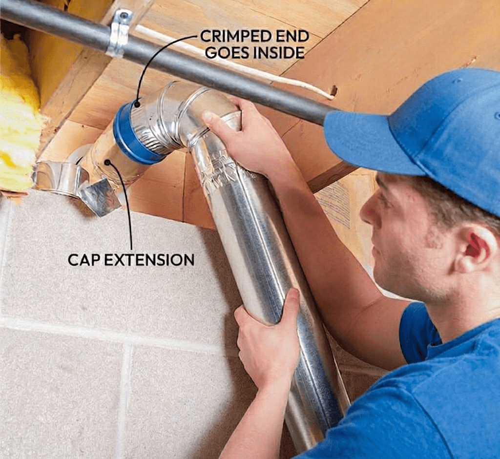 New dryer vent system installation by technician