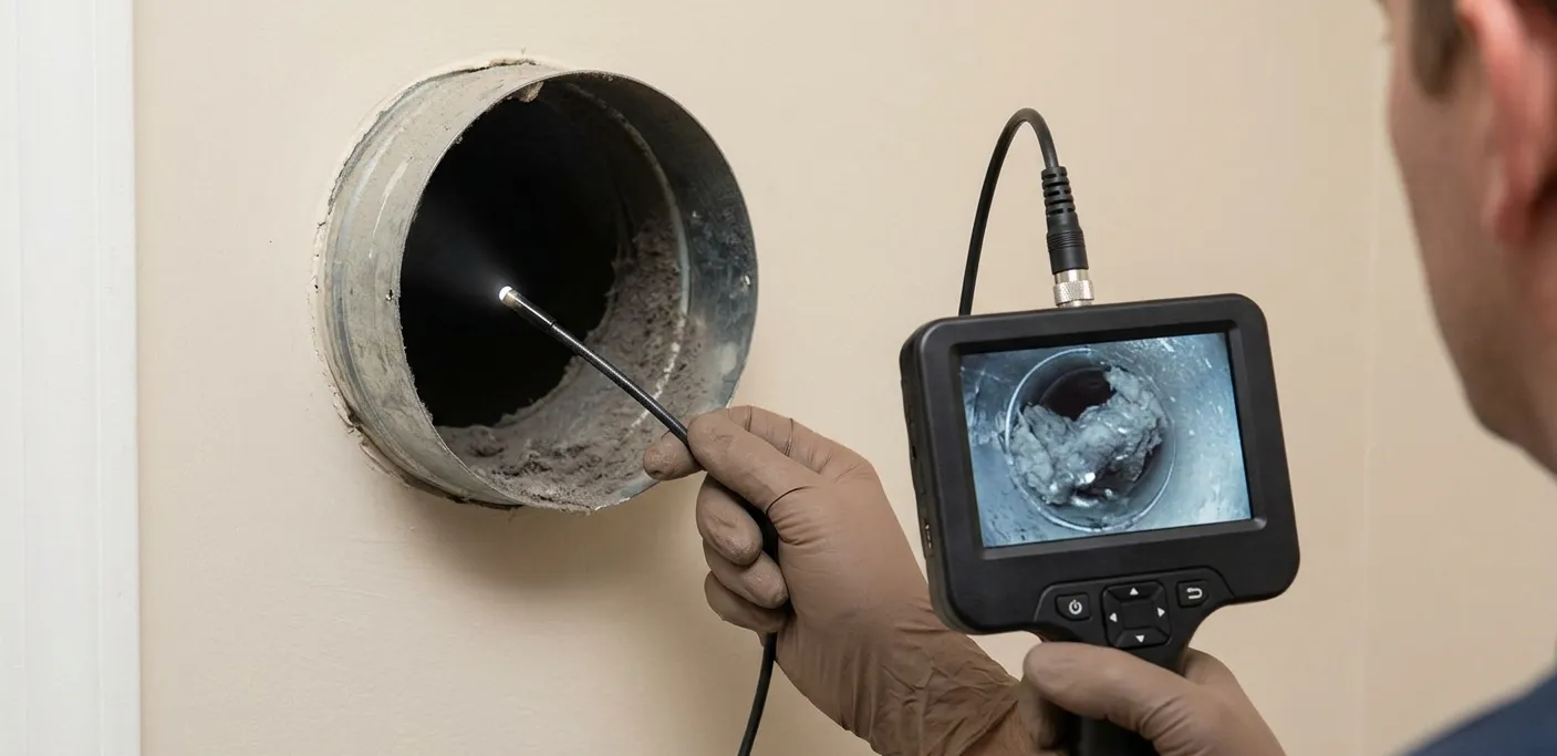 removing lint blockage from dryer vent to restore airflow