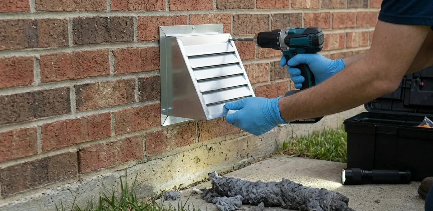 removing lint blockage from dryer vent to restore airflow